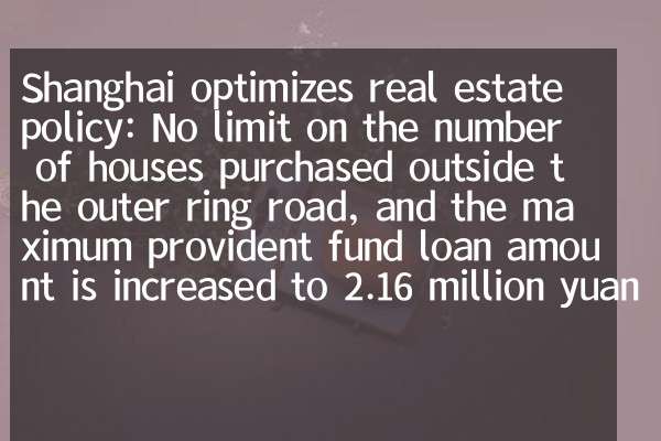 Shanghai optimizes real estate policy: No limit on the number of houses purchased outside the outer ring road, and the maximum provident fund loan amount is increased to 2.16 million yuan