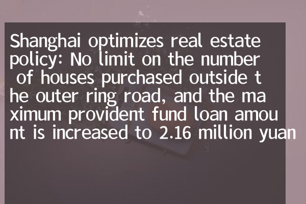 Shanghai optimiert die Immobilienrichtlinie: Keine Begrenzung der Anzahl der außerhalb der Außenringstraße gekauften Häuser, und der maximale Kreditbetrag des Fonds wird auf 2,16 Millionen Yuan erhöht