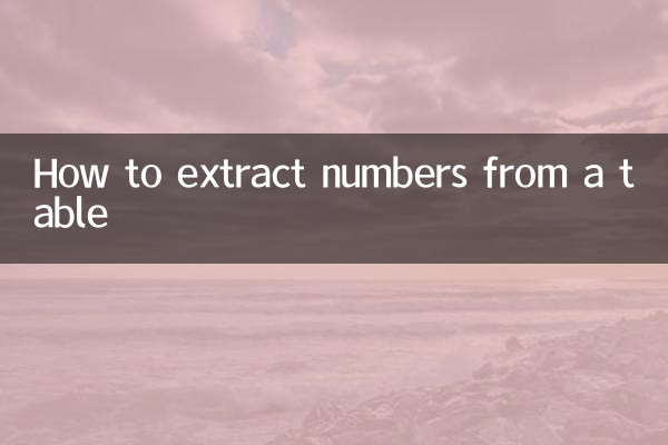 How to extract numbers from a table