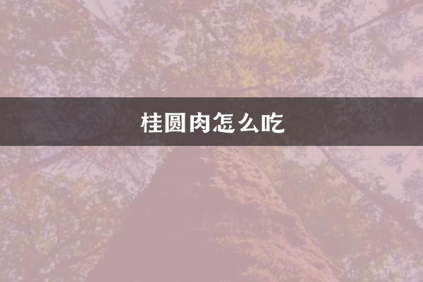 桂圆肉怎么吃