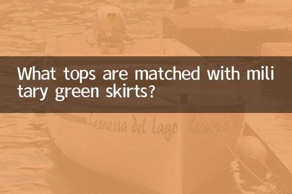 What tops are matched with military green skirts?