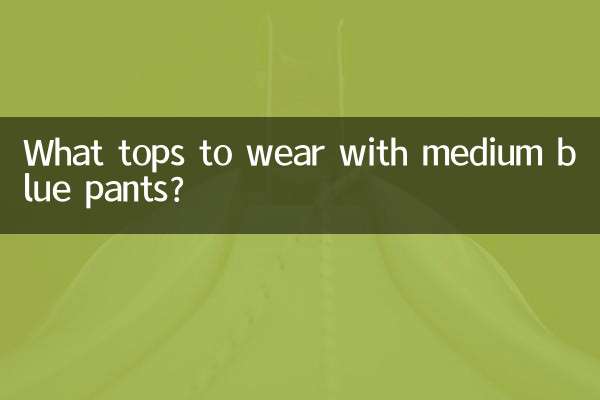 ミディアムブルーのパンツにはどんなトップスを合わせますか？