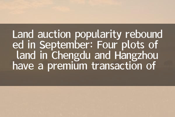 Die Popularität der Landauktion erholte sich im September: Vier Grundstücke in Chengdu und Hangzhou haben eine Premium -Transaktion von 4,7 Milliarden RMB