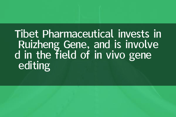 Tibet Pharmaceutical investiert in das Ruizheng -Gen und ist am Gebiet der In -vivo -Gen -Bearbeitung beteiligt