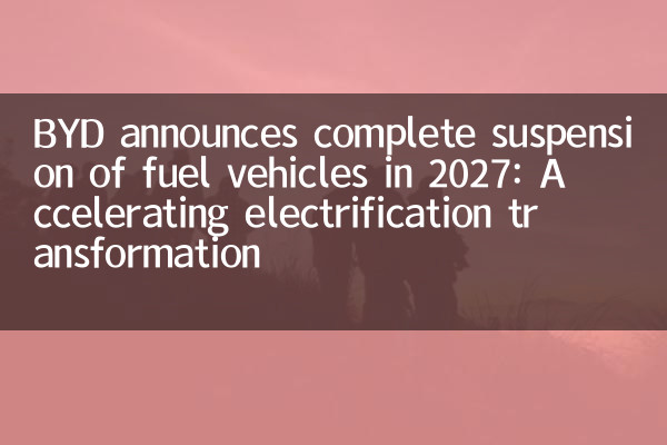 BYD kündigt im Jahr 2027 eine vollständige Suspendierung von Kraftstofffahrzeugen an: Beschleunigung der Elektrifizierungsumwandlung